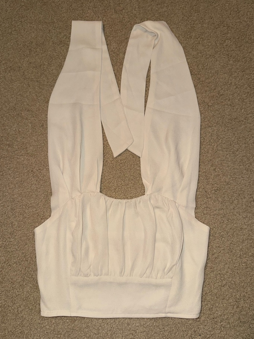 Womenβs Cream Tie-Back Sleeveless Crop Top
